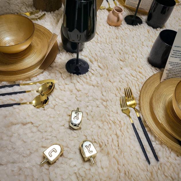 Gold Ceramic Dreidels - (set of 3)