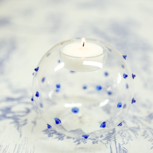 Glass Candle Votive- Blue