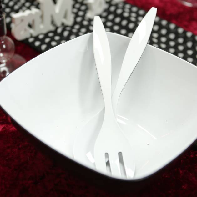 Black & White Acrylic Serving Bowl + Spoons