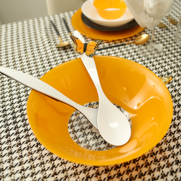 Orange Serving Bowl + Spoons