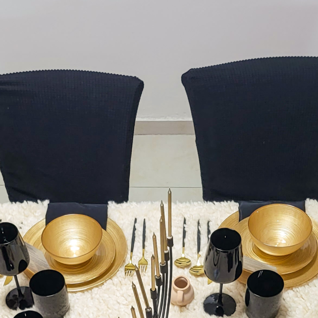 Black Textured Chair Covers